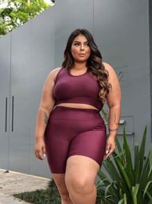 Plus Size Co-Ords - Maroon - View 1