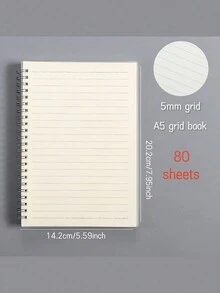 Cuaderno Espiral A5 Con Cubierta Transparente Mate, Líneas Y Cuadrícula (80 Hojas) Para Estudio Y Trabajo - Beis - Ver 1