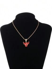 歐美街頭時尚飾品,個性化紅牛吊墜展現英勇精神,適用於日常穿戴或聚會,時尚多變,是送禮的好選擇。附有鍍銀、鍍金和紅色20英寸多鏈條項鍊套裝,具備滴油技術 - 黃色 - 查看 1