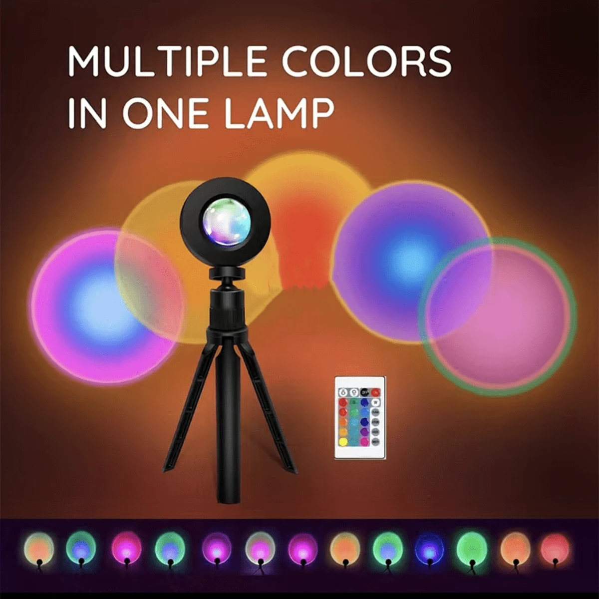 16色led日落投影燈附遙控器和架子-適用於家居裝飾、攝影/自拍、旅行、露營、派對等-任何場合的完美禮物! - 黑色 - 查看 1