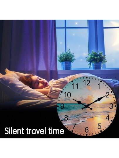 Fresh Wood Board Beach Wand Clock, Atlantic Meets Pacific Water out Compatibility Pattern Silent Round ative Mounted Seaside Resort Yacht Kitchen Bedroom Home Office ation 10 "12" 14 "16" (No Battery),Home ,Room Birthday Graduation Klok Dormitory Back To School view 5