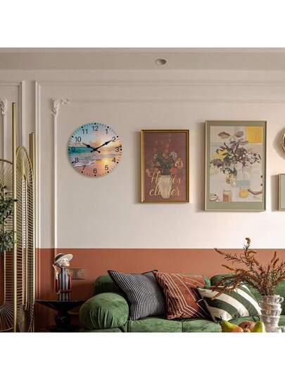 Fresh Wood Board Beach Wand Clock, Atlantic Meets Pacific Water out Compatibility Pattern Silent Round ative Mounted Seaside Resort Yacht Kitchen Bedroom Home Office ation 10 "12" 14 "16" (No Battery),Home ,Room Birthday Graduation Klok Dormitory Back To School view 6