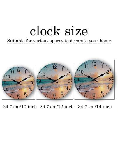 Fresh Wood Board Beach Wand Clock, Atlantic Meets Pacific Water out Compatibility Pattern Silent Round ative Mounted Seaside Resort Yacht Kitchen Bedroom Home Office ation 10 "12" 14 "16" (No Battery),Home ,Room Birthday Graduation Klok Dormitory Back To School view 3