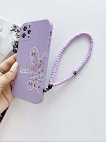 Easter Compatible With Iphone 16 1pc Purple Tpu Painted Rabbit Pattern Phone Case And 1pc Purple Hand Strap Shockproof Cover For Phone,International Version, Not The Domestic Version - Multicolor - View 2