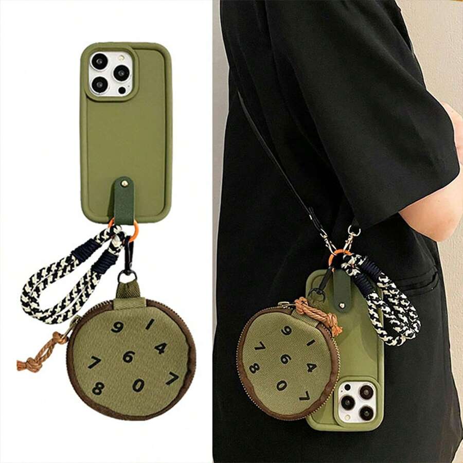 Diy 手機殼橄欖綠數碼印花袋形手機套帶肩帶 - 軍綠色 - 查看 1