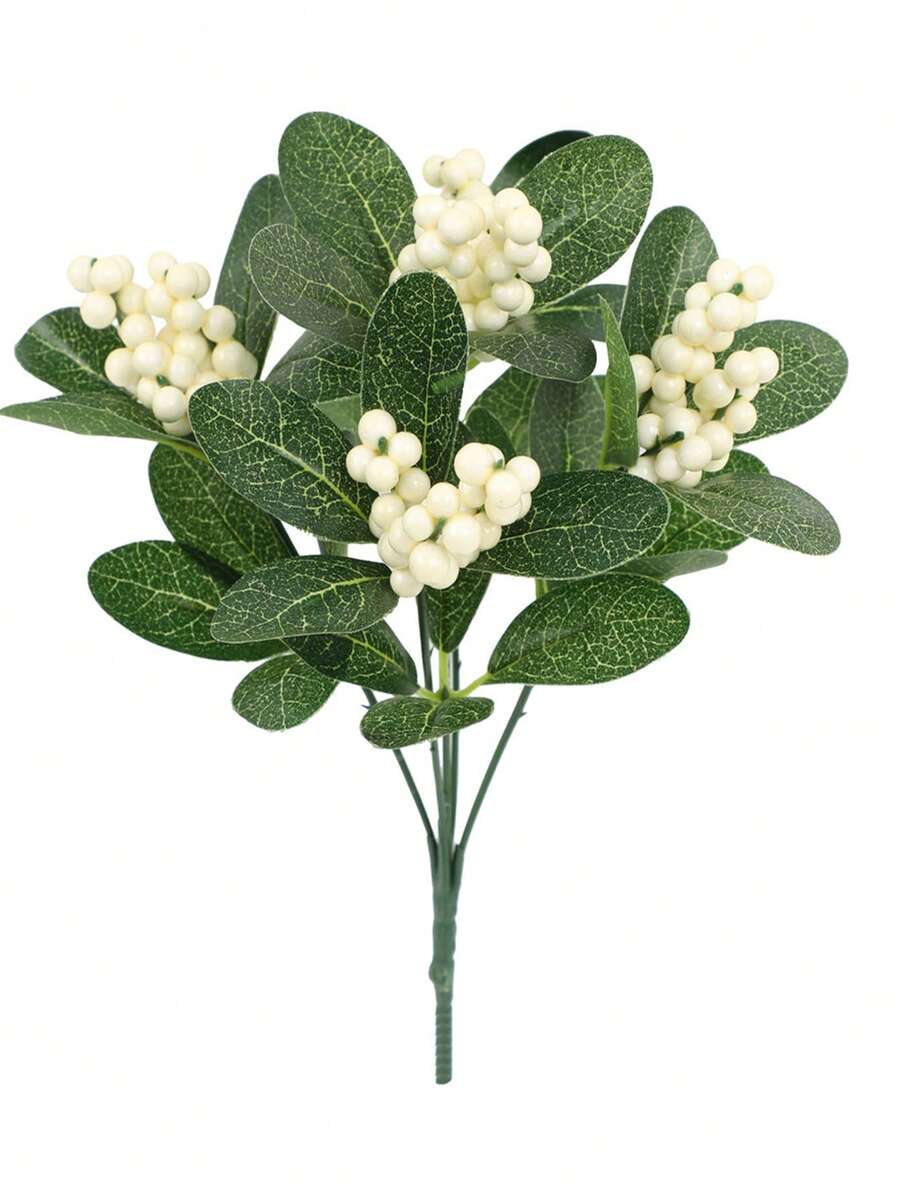 Paquete De Vegetación De Frutas Artificiales De Navidad, Con Bayas Rojas Y Azules Para Decoración Del Hogar, Sin Maceta, 1 Ud. - Verde militar - Ver 1