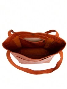 Vintage & Simple Tote Bag, Versatile Handbag Large Capacity Shoulder/Crossbody Bag, Business Casual Bag For Women, Perfect For Office, Business And Work - Brown - View 5