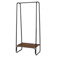 Clothes Rack with Wood Shelf, Freestanding Clothing Rack,Garment Rack, Standing Metal Sturdy Clothing Rack, Black - 棕色 - 查看 10