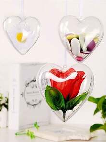 5入組心形透明塑料球,可自行填充聖誕樹diy裝飾球,適用於家庭和派對懸掛裝飾 - 白色 - 查看 6