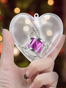 5入組心形透明塑料球,可自行填充聖誕樹diy裝飾球,適用於家庭和派對懸掛裝飾 - 白色 - 查看 5