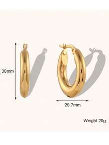 3pairs/set Stainless Steel Women Earrings, Vintage And Minimalist Style, Gold, In Different Sizes