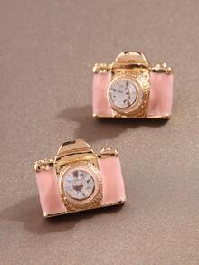 1 Par De Aretes Con Forma De Cámara Creativa - Rosa - Ver 1