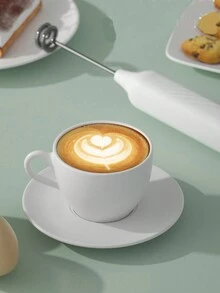 1set Cute Colorful Dopamine-inspired Design Dual Head Milk Frother With Replaceable Beaters - White - View 7