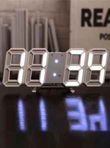 1 件 LED 3D 数字时钟，带温度和闹钟，创意 USB 电子钟，壁挂式或桌面时钟，家居装饰，房间装饰闹钟卧室装饰宿舍装饰返校学校装饰学校惊喜 - 白色 - 查看 1