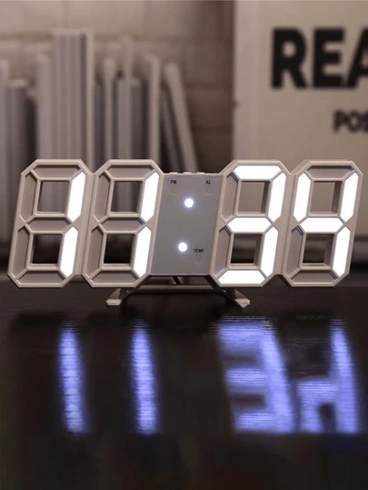 1pc LED 3D Digital Clock With Temperature And Alarm, Creative USB Electronic Clock, Wall-Mounted Or Tabletop Clock,Home Decor ,Room Decor Alarm Clock Bedroom Decor Dormitory Decor Back To School School Decor School Surprise School Supplies