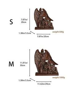 1 Miếng Gia đình Với Thiên sứ Tượng , Thủ công Bằng gỗ Giáng sinh Vật trang trí , Ý nghĩa Bối cảnh Giáng sinh Qủa tặng Đối với Gia đình - màu nâu - Xem 4
