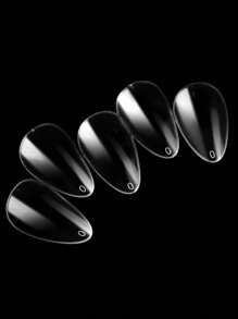 棺材假指甲504個-長芭蕾舞者壓克力假甲膠清透杏仁形圓指甲貼片，全面覆蓋假指甲藝術，家庭DIY美甲沙龍美甲用品 - 無色 - 查看 3