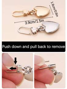 4入組心形拉鍊把手,隨機色,可拆卸金屬拉鍊頭適用於更換錢包,鞋,服裝拉鍊 - 黑與白 - 查看 4