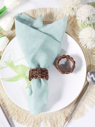 1pc Woven Rattan-like Napkin Ring For Outdoor Table Decoration