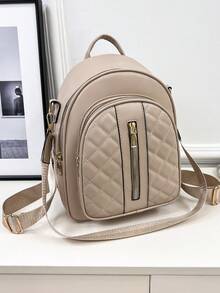 Balo nhỏ thời trang dành cho nữ, cá nhân hóa để cầm tay, đeo vai, đeo chéo, đeo cả hai vai khi đi làm hàng ngày, túi phù hợp - Màu Khaki - Xem 1