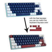 MageGee Box 60% 机械游戏键盘有线键盘蓝/红开关 Type-C 68 键 LED 背光迷你紧凑型键盘笔记本电脑 Windows 平板电脑游戏白色蓝蓝开关 - 藍色 - 查看 5