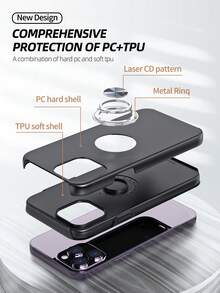 Habyby 可配合 Iphone 15/15pro/15plus/15pro Max 使用之搖擺環電話殼 - 黑色 - 查看 3