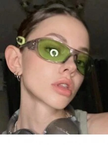 MEIRONG 1pc 2024 Y2K Green Fashion Glasses For Women, Punk Fashion Vintage Small Frame Eyewear Beach Accessories For Women Glasses Shades For Summer Beach Vacation,Outdoor,Travel