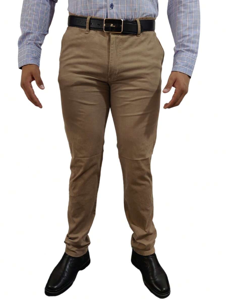 World JSM Silver Pantalon para Hombre de Gabardina corte casual Slim a Cintura con Stretch Mundo JSM Silver - Caqui - Ver 1