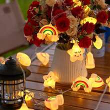 1包彩虹&星星&雲朵串燈10/20/30 Led裝飾妖精燈電池供電燈4.92/9.84/14.76英尺閃爍燈,適用於派對家庭臥室裝飾 - 黃色 - 查看 8