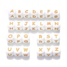 26pcs/pack 12mm Silicone Alphabet Beads Basic Jewelry Making Supplies, One Bead For Each Letter - Multicolor - View 10