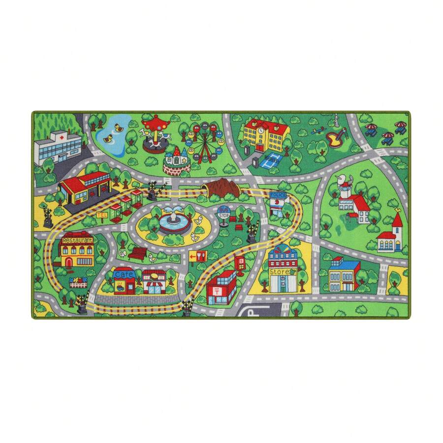 Booooom Jackson Carpet Playmat Rug 60"x32",Car Mat  ,Non Slip  Rug for Playroom Bedroom Boys, Rug Play Mat, Play Rug,Road Rug Train Track Rug Carpet - 卡通 - 查看 1