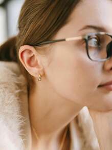 1 Pair 18K Gold Plated S925 Sterling Silver Thick Small Huggie Hoop Earrings for Women Girls, Chunky Gold Hoop Earrings for Party Daily Birthday, Hypoallergenic Copper Lightweight Jewelry Gift for Friends