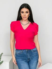 Women T-Shirts - 玫紅色 - 查看 3