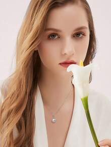 PHNIBIRD 珍珠項鍊鏈女士 925 純銀淡水珍珠 9 毫米女式禮品鍊長 45+5 厘米 - A款 - 查看 4