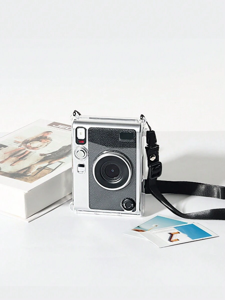 1pc Crystal Clear Case With String & Pc Storage Case For Fujifilm Mini Evo, Anti-Scratch & Shockproof - Clear - View 1