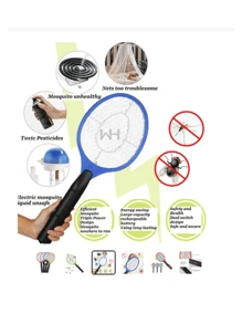 Raqueta Eléctrica Mata Mosquitos y Moscas - Multicolor - Ver 3