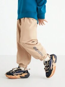 Annil 男童冬季梭织短裤学生毛绒保暖宽松休闲打底裤 - 卡其色 - 查看 2