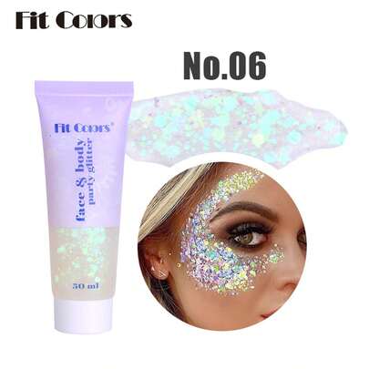 Fit Colors 闪光凝胶美人鱼鳞片面部身体唇部闪光眼影全息闪光粉适合节日、派对、舞台化妆 Y2K 化妆