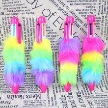 6pcs/Set Multicolor Ballpoint Pens With Plush Decor For Students, Office Supplies Back To School - Multicolor - View 2