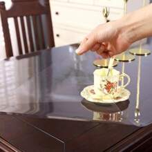 Mantel Transparente De Pvc A Prueba De Agua, Aceite, Resistente Al Calor, Fácil De Limpiar, Cristal De Placa Suave Cuadrada Para Mesas De Comedor Y Gabinetes De Tv - Blanco - Ver 6