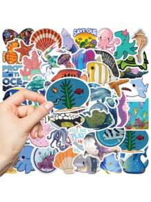 50pcs Waterproof Ocean Animal Stickers - Multicolor - View 4