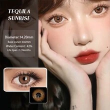 UYAAI Cocktail Series Colored Contact Lenses 1 Year Disposable Natural - Bình minh Tequila - Xem 3