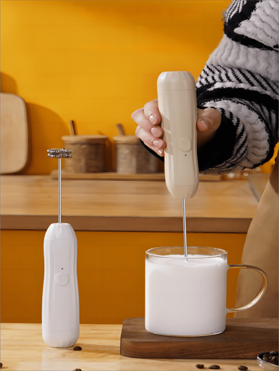 1pc Portable Electric Milk Frother, Battery Powered, Mini Handheld Milk Foamer, Efficient Stirring For Coffee, Milk, Egg Yolk, Egg White, Butter, Multi-Function (White)