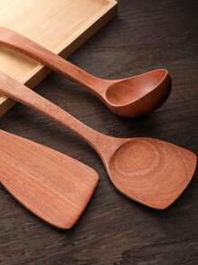 4 pièces/set d'ustensiles de cuisine en bois d'ébène, ustensiles de cuisine antiadhésifs, écumoire, louche, spatule, pelle