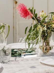 10 CÁI Biển tiệc hình chữ nhật PMMA trong suốt, Số bàn trống, Đế trong suốt, Dành cho tiệc cưới - Trong sáng - Xem 3