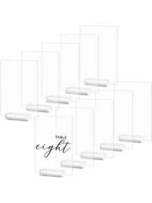 10 CÁI Biển tiệc hình chữ nhật PMMA trong suốt, Số bàn trống, Đế trong suốt, Dành cho tiệc cưới - Trong sáng - Xem 1