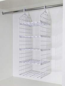 Organizador De Armário Prateleira Suspenso Dobrável 5 Níveis Preto/Branco Prateleiras Guarda Roupa e Closet Vertical