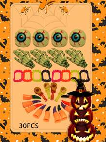flykirin 30款萬聖節派對發光玩具,適合孩子的萬聖節發光玩具。部分玩具具有發光功能。萬聖節派對禮品。發光玩具,超級糖果或惡作劇的主意,假日派對禮品,孩子生日禮物。 - 彩色 - 查看 1