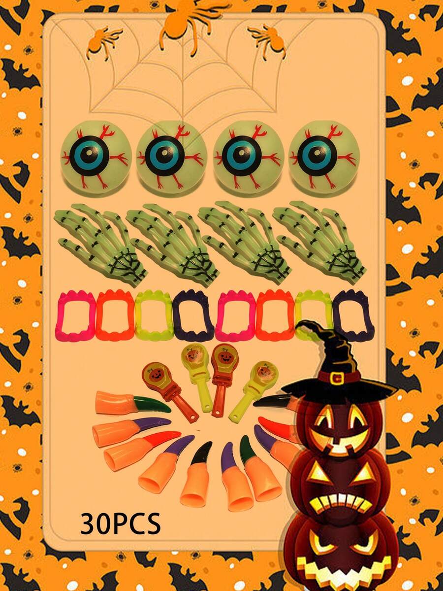 flykirin 30款萬聖節派對發光玩具,適合孩子的萬聖節發光玩具。部分玩具具有發光功能。萬聖節派對禮品。發光玩具,超級糖果或惡作劇的主意,假日派對禮品,孩子生日禮物。 - 彩色 - 查看 1