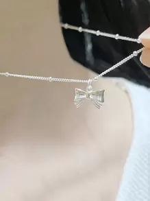 1 件时尚蝴蝶结装饰吊坠项链适合女性日常佩戴情人节、妈妈、母亲、母亲节、礼物